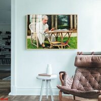 Tranh Treo Tường Bác Hồ Kính Yêu Bác Giáp Tranh Treo Tường Phòng khách Phòng Làm Việc Tranh Tráng Gương Bóng Cao Cấp