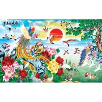 Tranh treo tường Bách Điểu Triều Phụng chất liệu bóng kính hoặc vải canvas