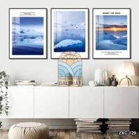 Tranh treo tường bộ 3 bức phòng khách chủ đề phong cảnh du lịch tươi mới 2022