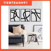 Tranh treo tường | bộ 3 tranh Black & White Line Art Prints, Trendy Living Room, Classy Office Wall Art Décor