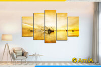 Tranh treo tường cảnh đẹp quê hương quăng lưới trên sông AmiA 382