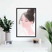 Tranh treo tường canvas hình cô gái 40x60 kèm khung