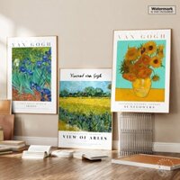 Tranh treo tường canvas NEW653 chủ đề hoa sắc màu VAN GOGH trang trí phòng khách, phòng ngủ, homestay.