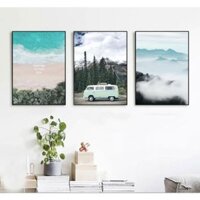 Tranh Treo Tường Canvas Phong Cảnh Biển Và Núi Decor Trang Trí Phòng Khách Và Phòng Ngủ Có Khung Cao Cấp Khổ Lớn 40x60