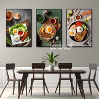 Tranh treo tường cơm tấm 4 trang trí decor quán có khung kèm đinh treo
