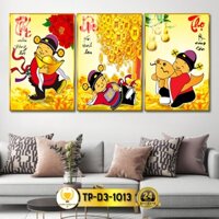 Tranh Treo Tường Decor Bộ 3 Phúc Lộc Thọ Tráng Gương CHÂN THIỆN MỸ, Quà Tặng, Trang Trí Phòng Khách TP-D3-1013