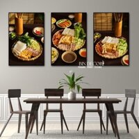 Tranh treo tường  decor quán bún đậu mắm tôm tặng đinh treo tranh