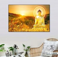 Tranh treo tường Đức Phật thiền dưới hoàng hôn 1120034