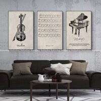 Tranh treo tường dụng cụ âm nhạc trang trí lớp dạy nhạc(kèm đinh 3 chân)