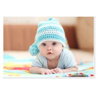 Tranh treo tường em bé đáng yêu baby cute treo phòng bà bầu BB0014 viền trắng - Kim sa - 45 x 30 cm