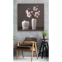 Tranh treo tường hiện đại bình hoa đào chất liệu bóng kiếng hoặc vải canvas ooopic_17664038