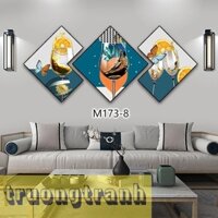 Tranh treo tường hiện đại tráng gương 3D mẫu cô gái hươu hoa lá Trường tranh trừu tượng sang trọng đẳng cấp