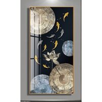 Tranh treo tường hiện đại phong thủy đàn cá tài lộc bóng kiếng hoặc vải canvas ooopic_23834584