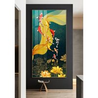 Tranh treo tường hiện phong thủy đàn cá tài lộc bóng kiếng hoặc vải canvas GF-14_36953