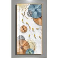 Tranh treo tường hiện phong thủy đàn cá tài lộc chất liệu bóng kiếng hoặc vải canvas ooopic_23950677