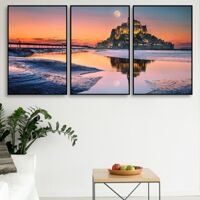 Tranh Treo Tường Hoàng Hôn 3 (3 Tấm 37x25x3 cm)
