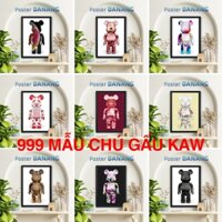 Tranh Treo Tường Khung Kính chú Gấu Bearbrick Kaws Toy Phòng Khách/ Game/ Shop Quần Áo/ Hiện Đại/Robot (23x33 cả khung)