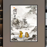 Tranh Treo Tường LONG TRANH HỔ ĐẤU Chế - Tranh Vô Tri - Tranh Chế Vui Nhộn - Tranh Laminate Tráng Gương