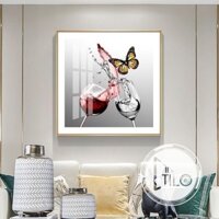 Tranh Treo Tường Ly Trang Trí Phòng Bàn Ăn Sang Trọng Phong Cách Bắc Âu Hiện Đại Khung Nhôm Cao Cấp