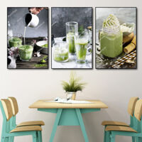 Tranh Treo Tường Matcha Trà Xanh (3 Tấm 37x25x3 cm)
