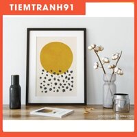 Tranh treo tường | Minimalist Mustard Wall Decor Print, Black Dots & Mustard Circle Wall Art