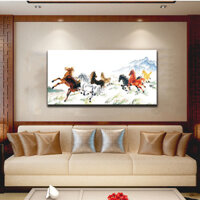 Tranh treo tường ngựa phi trên đồng cỏ G223
