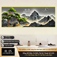 Tranh Treo Tường "Nhật Chiếu Kim Sơn"-Tranh Tráng Gương Kèm Đồng Hồ Kỹ Thuật Số LED, Cảm Biến Radar