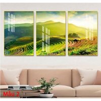 Tranh Treo Tường Phong Cảnh Ruộng Bậc Thang - Tranh Treo Phòng Khách, Phòng Ngủ Laminate Tráng Gương