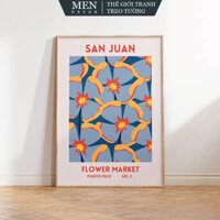 Tranh treo tường, San Juan Print Puerto Rico Art Puerto Rico Flower, nhận in theo yêu cầu, tặng kèm đinh treo tranh