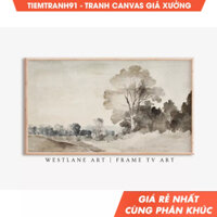 Tranh treo tường, Soft Muted Watercolor Landscape Frame TV Art Painting  Art TV Decor TV361, tặng kèm đinh treo. (355)