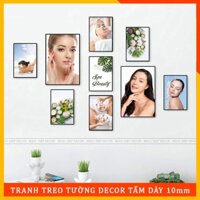 Tranh treo tường SPA 3D nhiều tấm đẹp, Tranh treo bo viền cao cấp, In UV chống bay màu tấm dày 10mm, Ngọc Diệp Decor