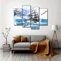 Tranh treo tường  – Thuận buồm xuôi gió CB151- vải canvas kim tuyến cán PIMA công nghệ in UV  khung viền composite.