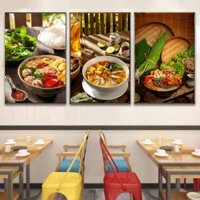 Tranh treo tường tráng gương bún riêu cua trang trí quán ăn ,nhà hàng kèm đinh treo tranh
