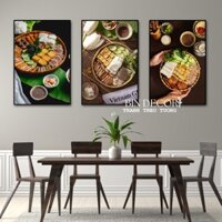 Tranh treo tường tráng gương bún đậu mắm tôm 1 trang trí decor tặng đinh ,miễn phí viền khung dẻo