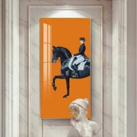 Tranh Treo Tường Tráng Gương Pha Lê Cao Cấp Hắc Mã Nghệ Thuật Trang Trí Phòng Khách Sang Trọng Hiện Đại CN053