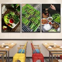 Tranh treo tường tráng gương bò cuộn lá lốt trang trí quán ăn,nhà hàng kèm đinh treo
