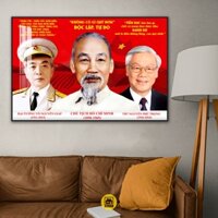 Tranh Treo Tường Tráng Gương Bác Hồ Bác Giáp Bác Trọng In UV 8K Cao Cấp
