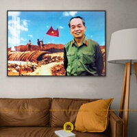 Tranh Treo Tường Tráng Gương Bác Hồ Bác Giáp Bác Trọng Vĩ Nhân Lịch Sử Đất Việt In UV 8K Cao Cấp