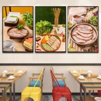 Tranh treo tường tráng gương bánh tráng cuốn thịt heo trang trí quán ăn kèm đinh treo