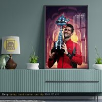 Tranh Treo Tường Tráng Gương Quần Vợt Novak Djokovic Tranh Tennis In UV 8K Cao Cấp