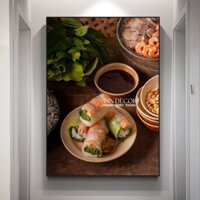 Tranh treo tường tráng gương gỏi cuốn 1 trang trí decor quán nhà hàng kèm đinh treo