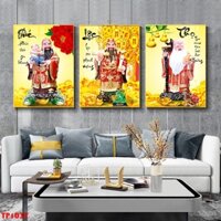 Tranh Treo Tường Tráng Gương Set 3 Tranh Phúc Lộc Thọ Trang Trí, Decor Phòng Khách, Quà Tặng Mừng Thọ, Khai Trương