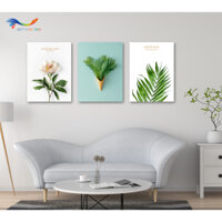 Tranh treo tường- Tranh Canvas Hoa Lá - Bộ 3 tấm- Decor nhà, trang trí phòng khách, phòng ngủ