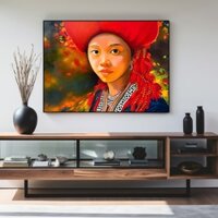Tranh treo tường tranh cô gái dân tộc Tây Bắc hiện đại decor phòng khách, phòng ngủ, tranh treo phòng ăn,tranh decor