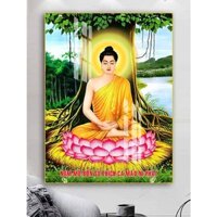 Tranh treo tường - Tranh Phật Thích Ca tráng gương, bọc viền cao cấp - TranhViet