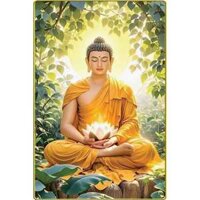 Tranh treo tường - Tranh Phật Thích Ca tráng gương, bọc viền cao cấp - TranhViet