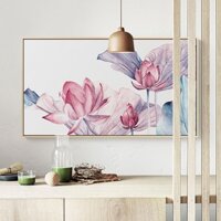 Tranh treo tường- Tranh tráng gương- Hoa sen bộ 1 tấm có khung 02