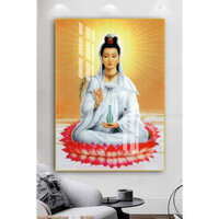 Tranh treo tường Tranh tráng gương Phật Quan Thế Âm Bồ Tát treo phòng thờ Kích thước 30x40cm