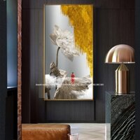 tranh treo tường, tranh canvas, HOA SEN VÀ ĐỨC PHẬT, tranh decor, tặng kèm đinh treo tranh