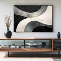 Tranh treo tường trừu tượng nghệ thuật hiện đại decor phòng khách khổ lớn 80x120 - 90x140, tranh canvas có khung cao cấp